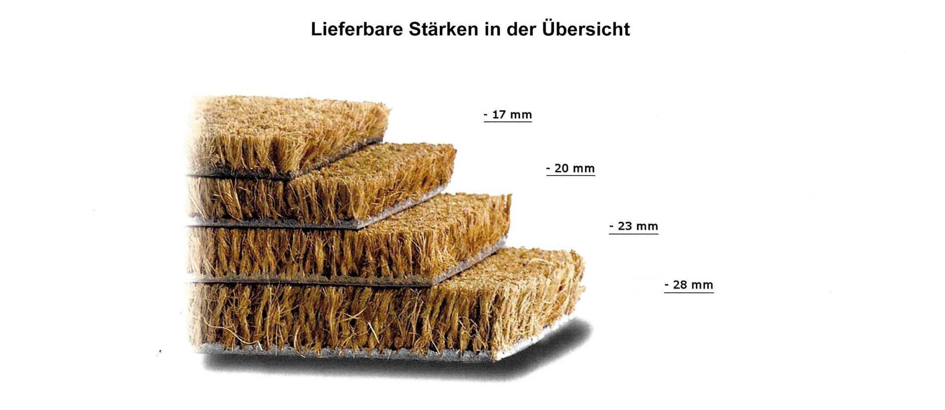 Kokosmatte in unterschiedlichen Stärken im Angebot von Alukraft erhältlich.