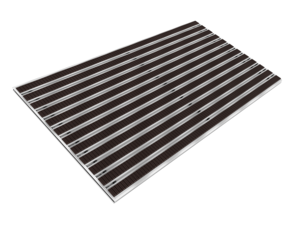 Aluprofilmatte mit Gummieinlage 12/30 mm, mit Alu-Winkelrahmen.